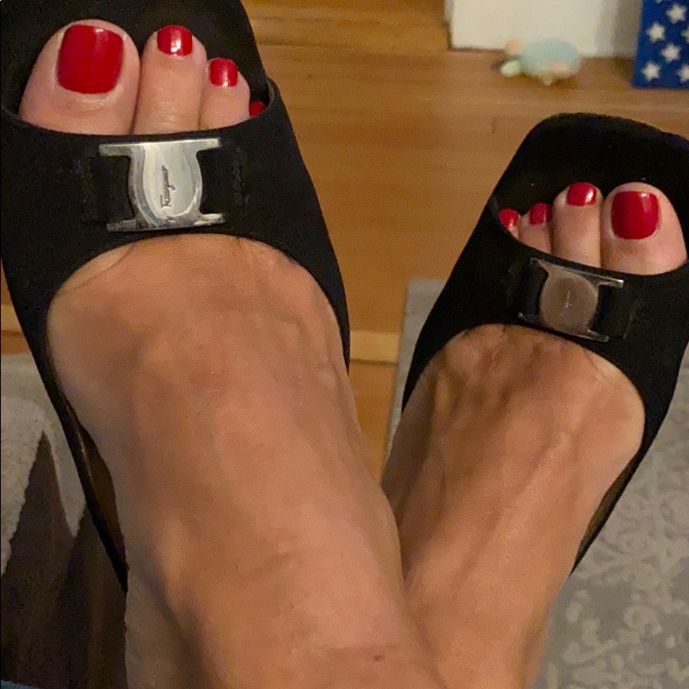 Salvatore Ferragamo black slides